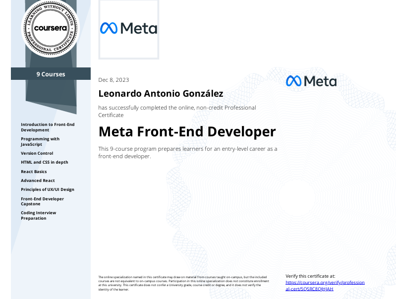 Front-end development Specialization